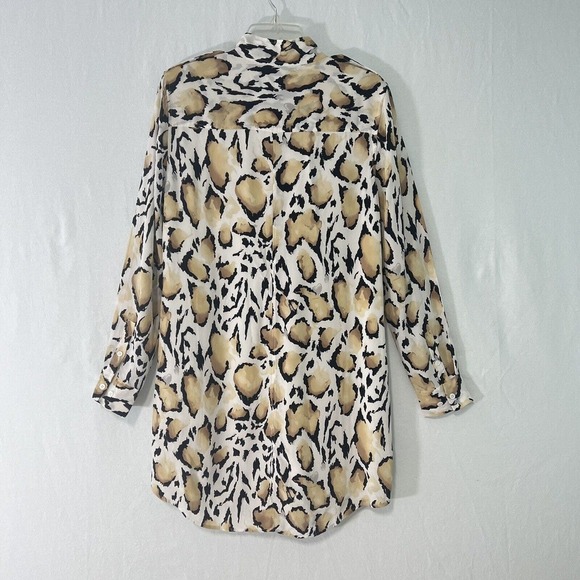 Equipment Femme Dress Medium 100% Silk Leopard print Shirt Dress Lined - Picture 11 of 16